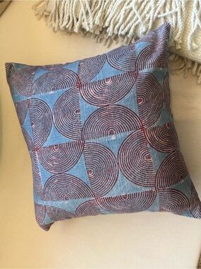 CB2 Crescente Indigo Block Print Pillow cover w/insert.